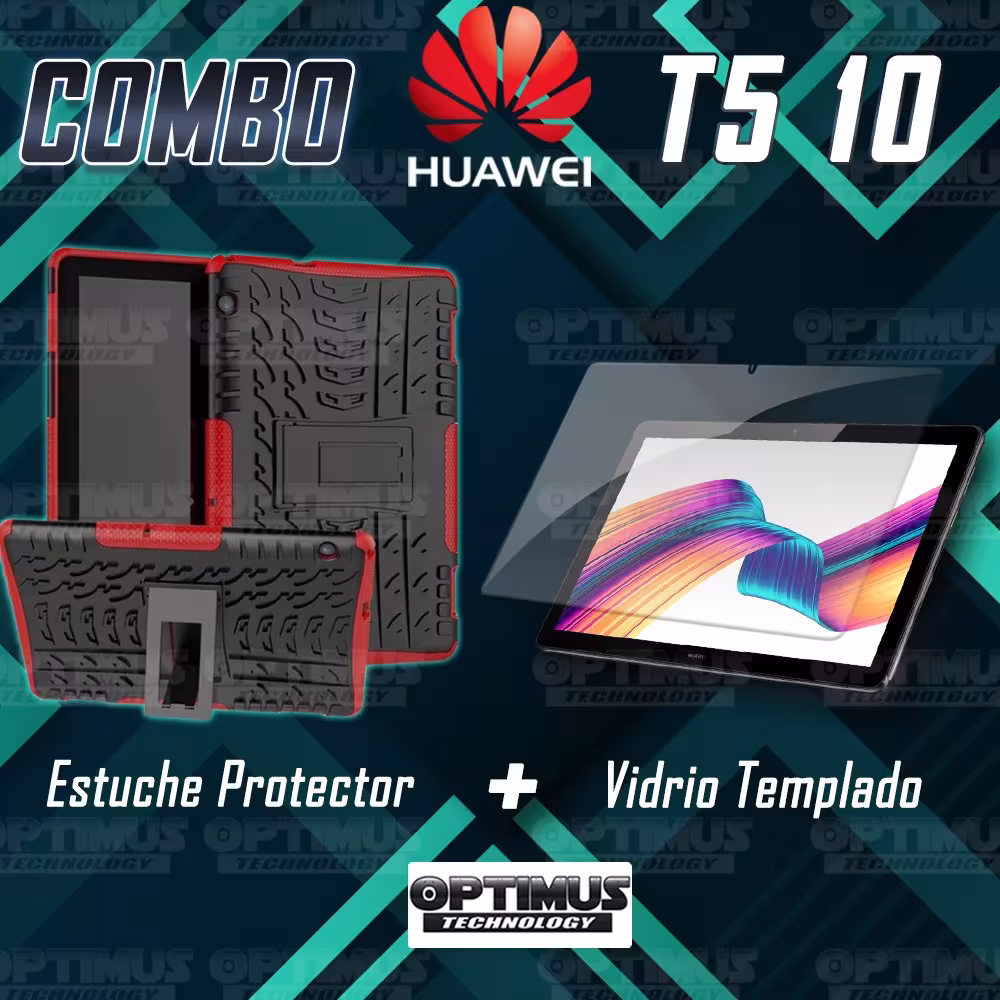 KIT Vidrio templado y Estuche Case Protector anti-golpes TPU Tablet Huawei T5-10 OPTIMUS TECHNOLOGY™ - 12