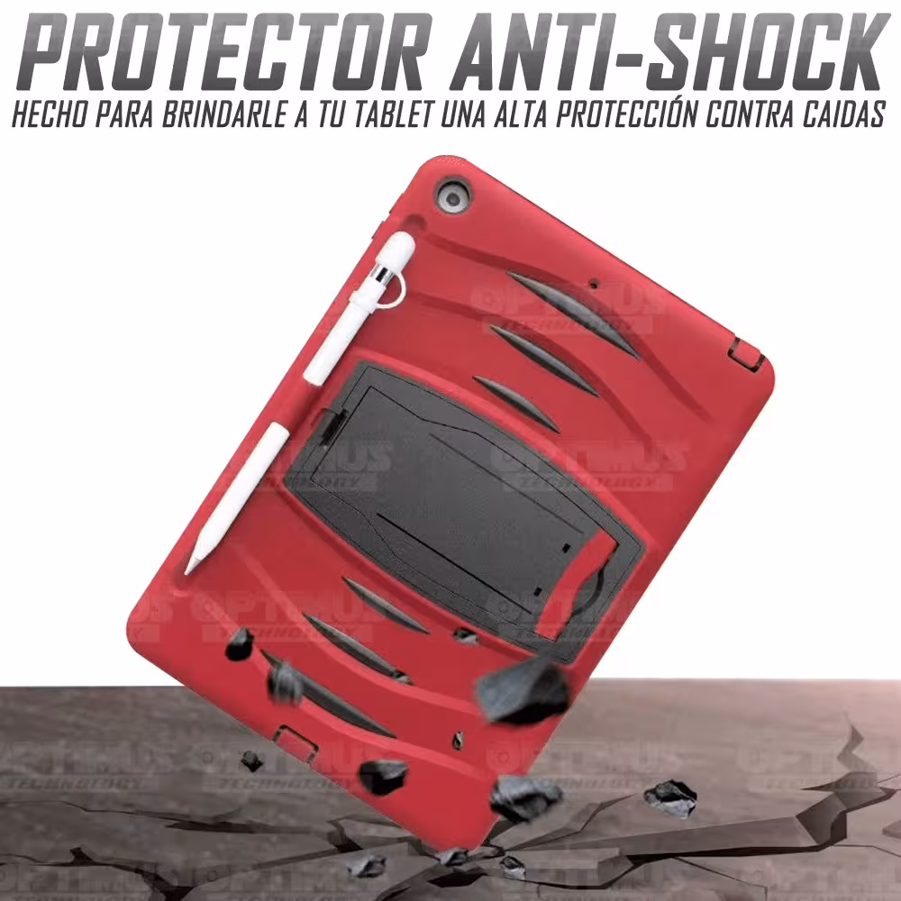 Estuche protector Anti-choque Tablet iPad 7 Generación 10.2 con Portalápiz | OPTIMUS TECHNOLOGY™ | EST-IPD-AS-7-10.2 |