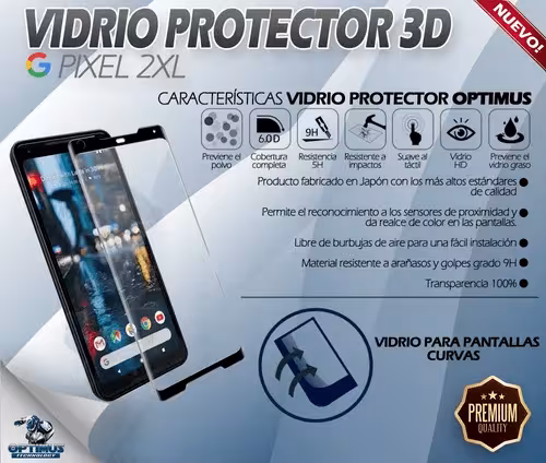 Vidrio Cristal Templado Protector Google Pixel 2xl | OPTIMUS TECHNOLOGY™ | VTP-GG-PX-2XL |