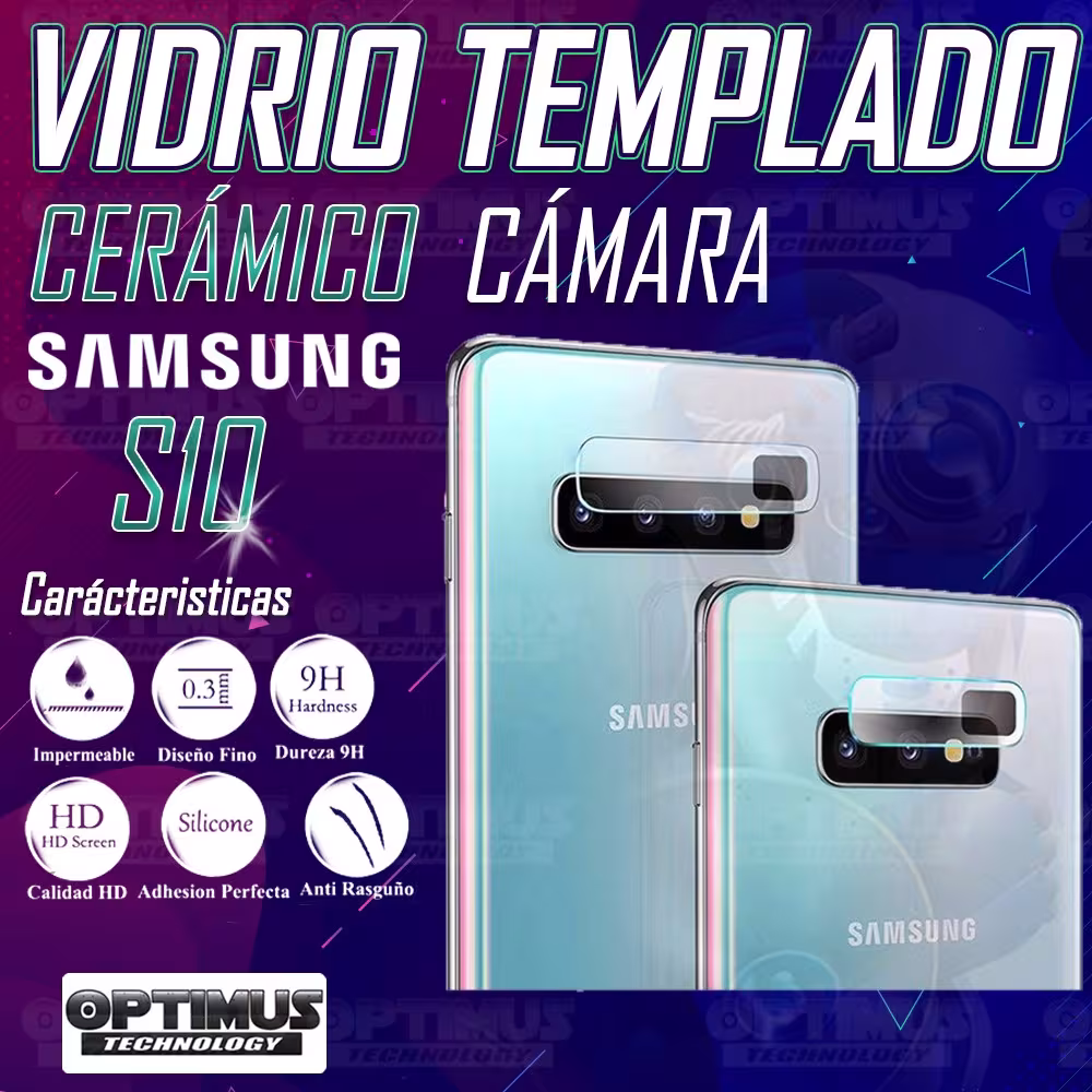 Vidrio Protector Templado Cerámico de Cámara Celular Samsung S10 | OPTIMUS TECHNOLOGY™ | VTP-CR-CM-SS-S10 |