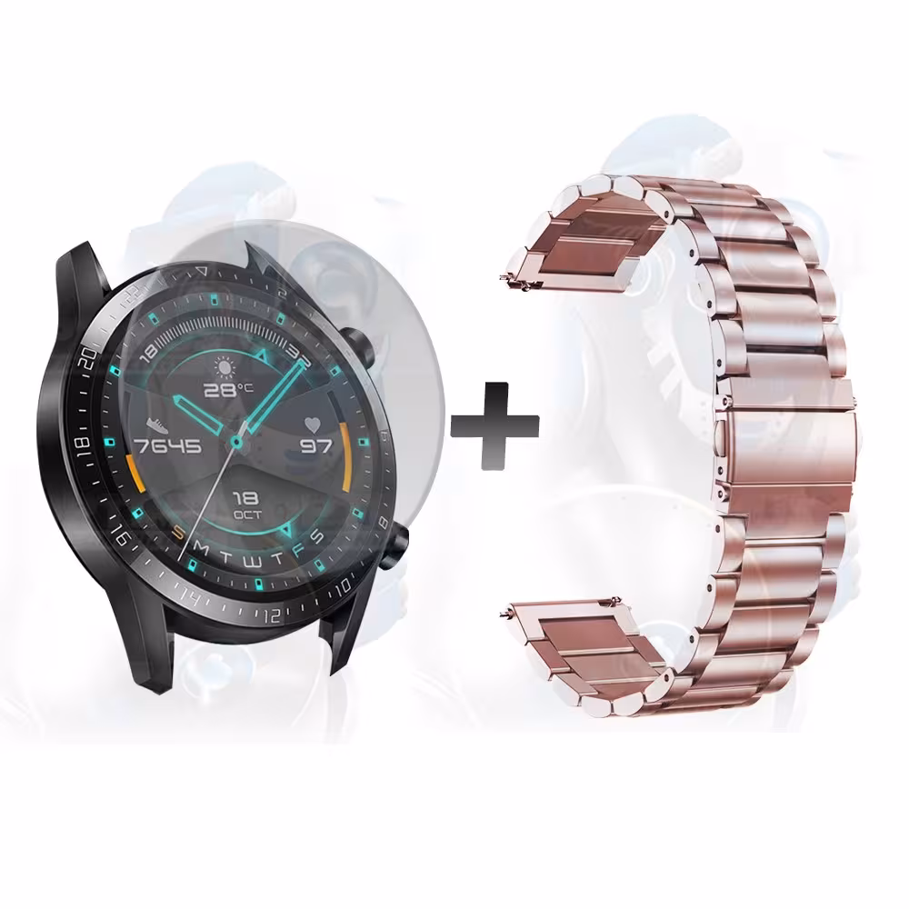 Vidrio Templado Y Correa De Metal Smartwatch Reloj Inteligente Huawei Gt2 46mm | OPTIMUS TECHNOLOGY™ | CRR-MT-VTP-HW-GT2-46 |