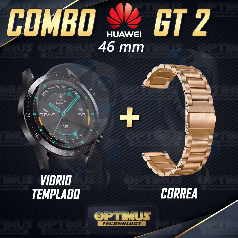 Vidrio Templado Y Correa De Metal Smartwatch Reloj Inteligente Huawei Gt2 46mm | OPTIMUS TECHNOLOGY™ | CRR-MT-VTP-HW-GT2-46 |