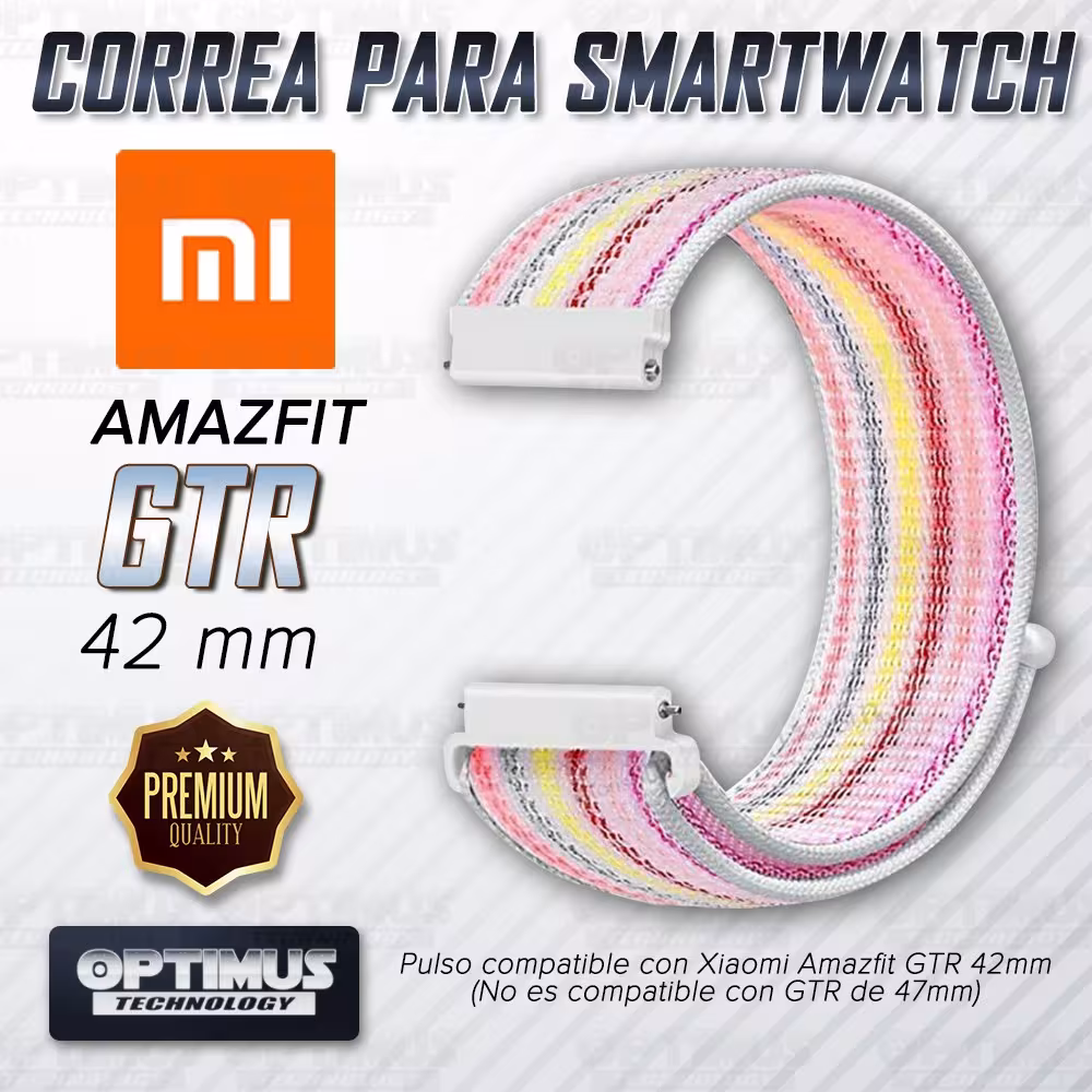 Banda tipo Velcro Tela suave para Reloj Smartwatch Xiaomi Amazfit Gtr 42mm | OPTIMUS TECHNOLOGY™ | CRR-VLC-GTR-42 |