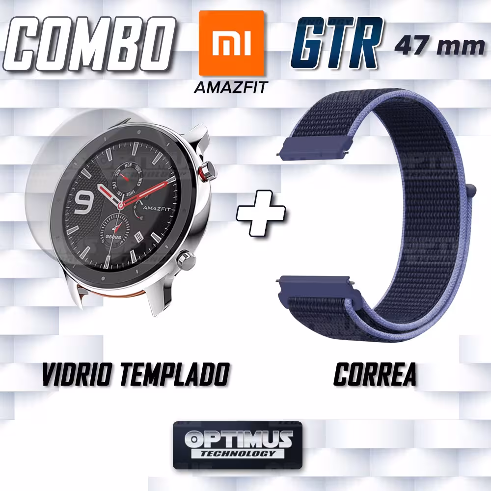 KIT Correa tipo velcro tela suave y Vidrio templado Reloj Smartwatch Xiaomi Amazfit Gtr OPTIMUS TECHNOLOGY™ - 2