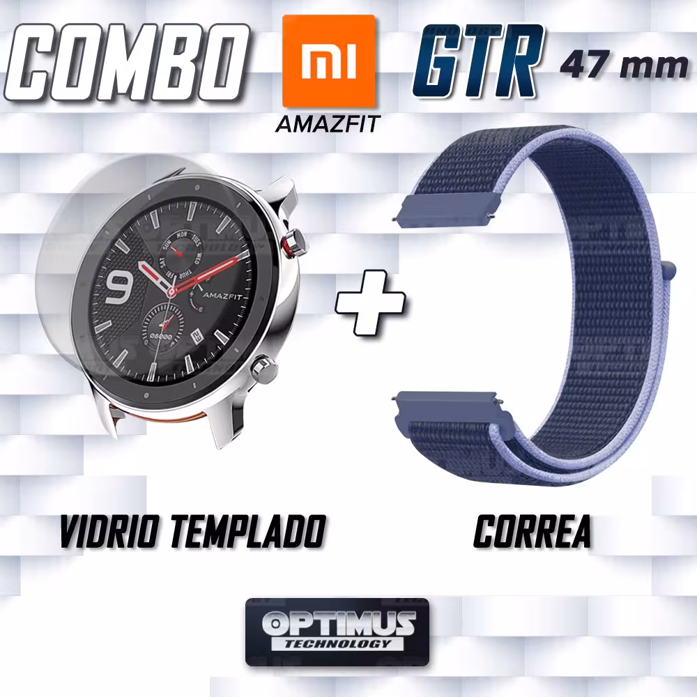 KIT Correa tipo velcro tela suave y Vidrio templado Reloj Smartwatch Xiaomi Amazfit Gtr OPTIMUS TECHNOLOGY™ - 6