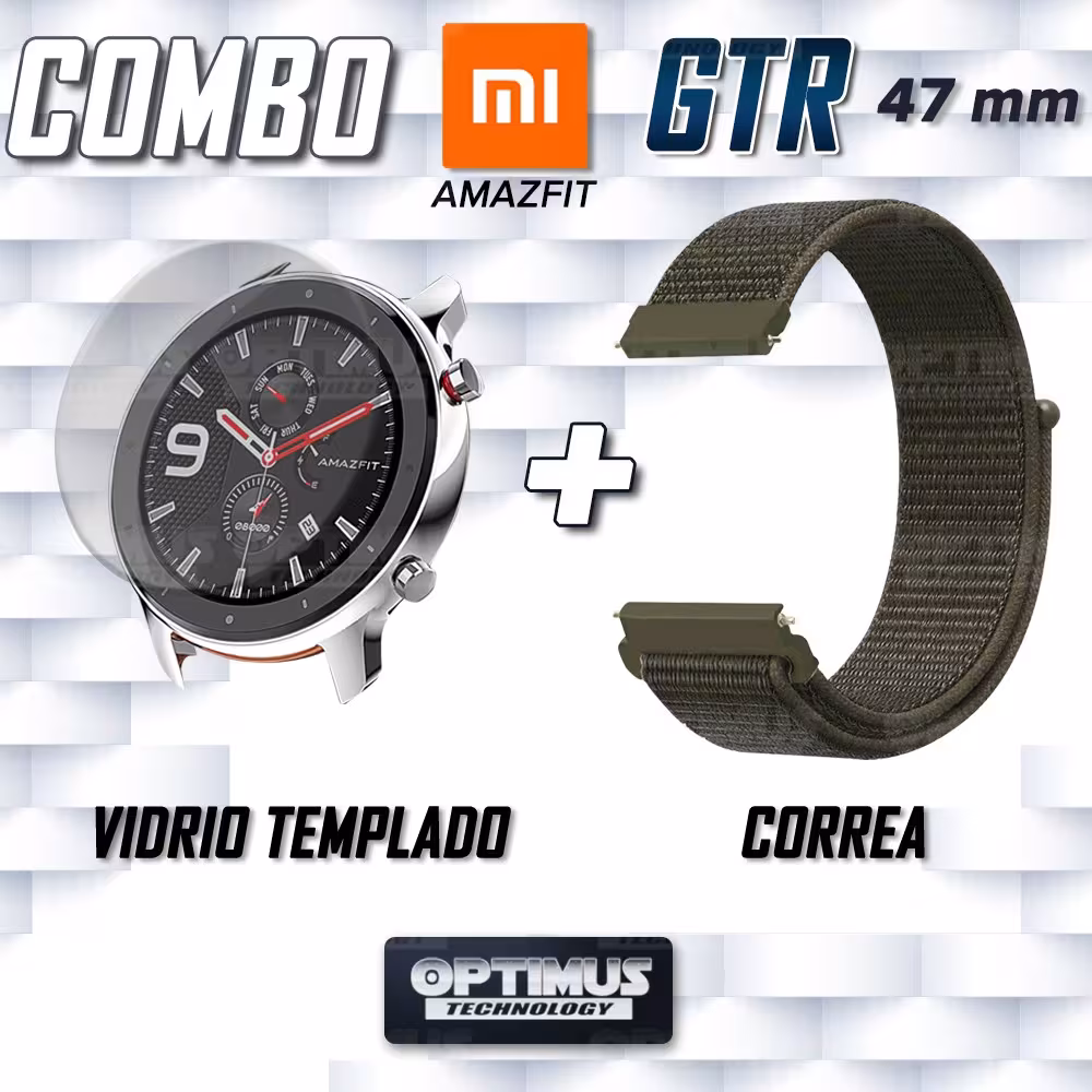 KIT Correa tipo velcro tela suave y Vidrio templado Reloj Smartwatch Xiaomi Amazfit Gtr OPTIMUS TECHNOLOGY™ - 22