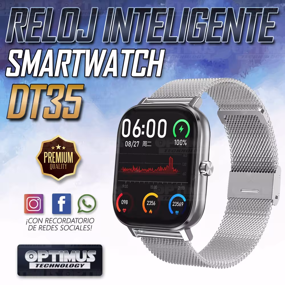 Smartwatch Reloj Inteligente DT35 Llamada Bluetooth Compatible Android IOS | OPTIMUS TECHNOLOGY™ | SW-DT35 |