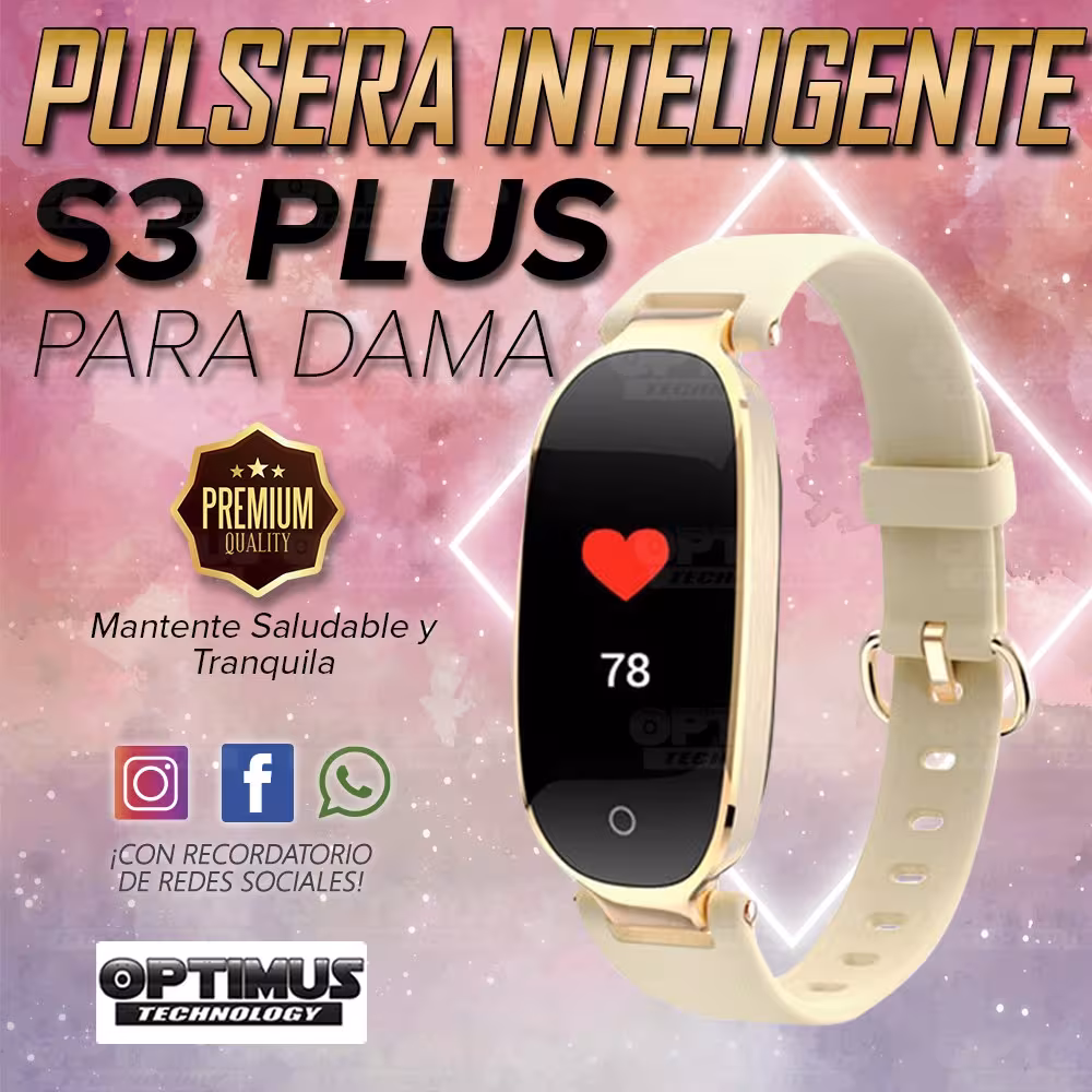 Pulsera Reloj Inteligente Smartwatch S3 Plus para Dama Frecuencia Cardíaca | OPTIMUS TECHNOLOGY™ | SW-S3-PLUS |