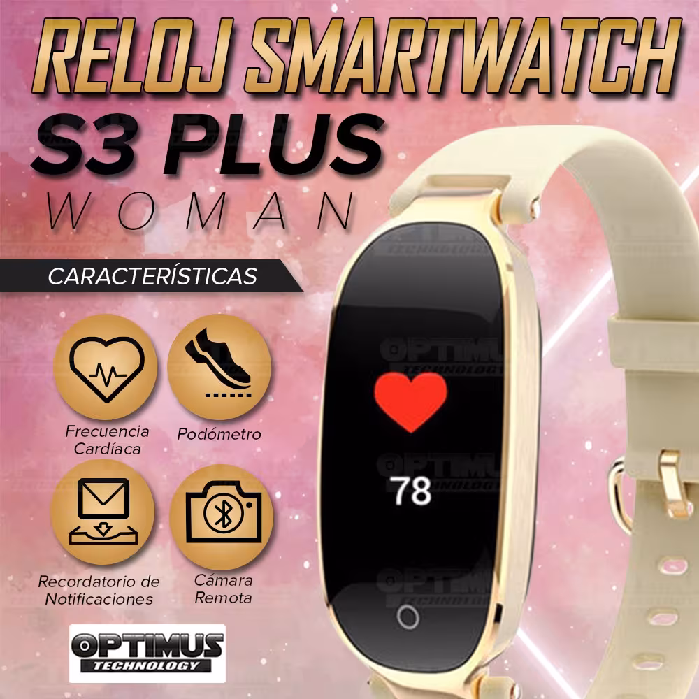 Pulsera Reloj Inteligente Smartwatch S3 Plus para Dama Frecuencia Cardíaca | OPTIMUS TECHNOLOGY™ | SW-S3-PLUS |