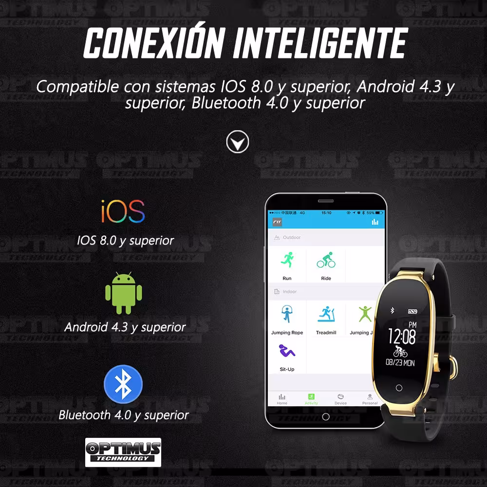 Pulsera Reloj Inteligente Smartwatch S3 Plus para Dama Frecuencia Cardíaca | OPTIMUS TECHNOLOGY™ | SW-S3-PLUS |