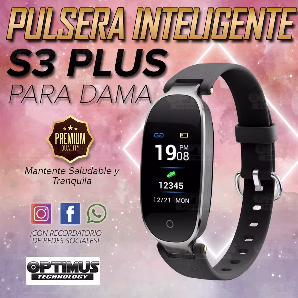 Pulsera Reloj Inteligente Smartwatch S3 Plus para Dama Frecuencia Cardíaca | OPTIMUS TECHNOLOGY™ | SW-S3-PLUS |