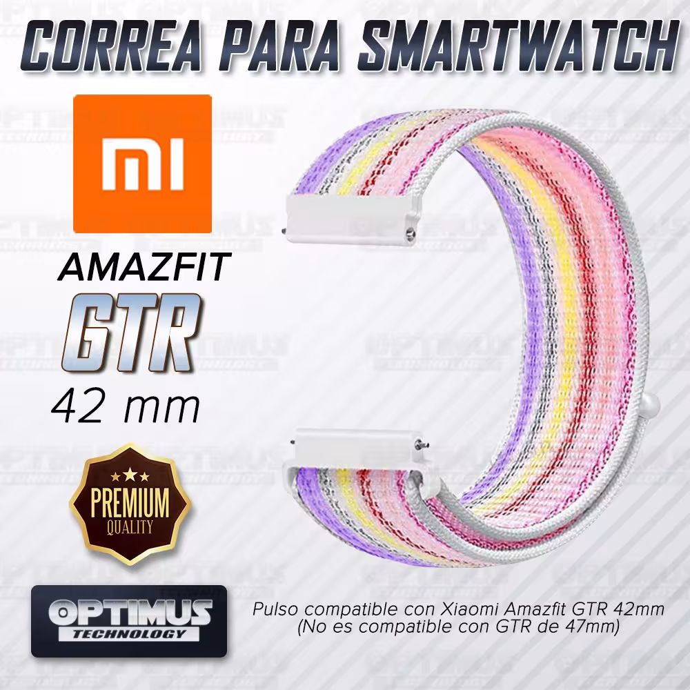 Banda tipo Velcro Tela suave para Reloj Smartwatch Xiaomi Amazfit Gtr 42mm | OPTIMUS TECHNOLOGY™ | CRR-VLC-GTR-42 |