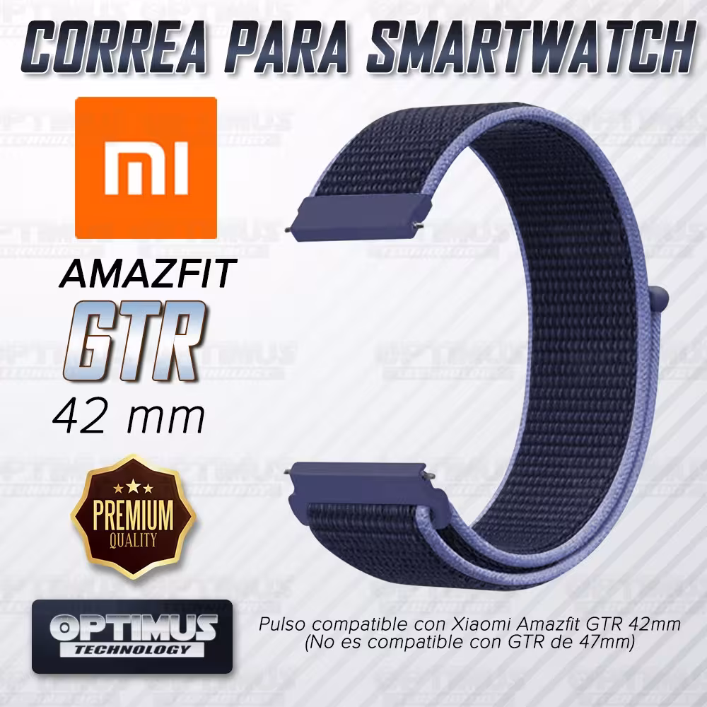 Banda tipo Velcro Tela suave para Reloj Smartwatch Xiaomi Amazfit Gtr 42mm | OPTIMUS TECHNOLOGY™ | CRR-VLC-GTR-42 |