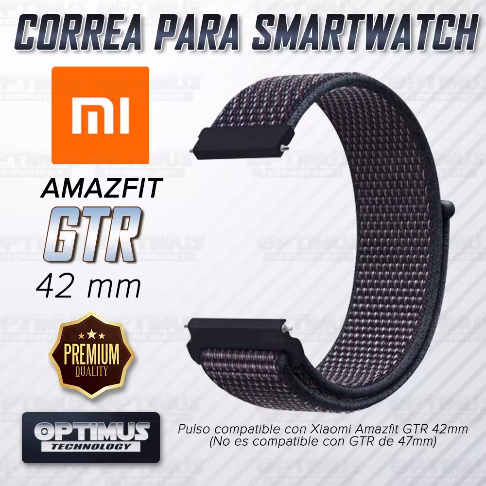 Banda tipo Velcro Tela suave para Reloj Smartwatch Xiaomi Amazfit Gtr 42mm | OPTIMUS TECHNOLOGY™ | CRR-VLC-GTR-42 |