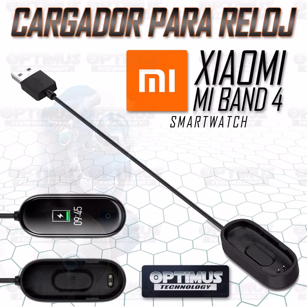 Cable Cargador Pulsera Reloj Smartwatch Xiaomi Mi Band 4 | OPTIMUS TECHNOLOGY™ | CRG-XMI-MB-4 |