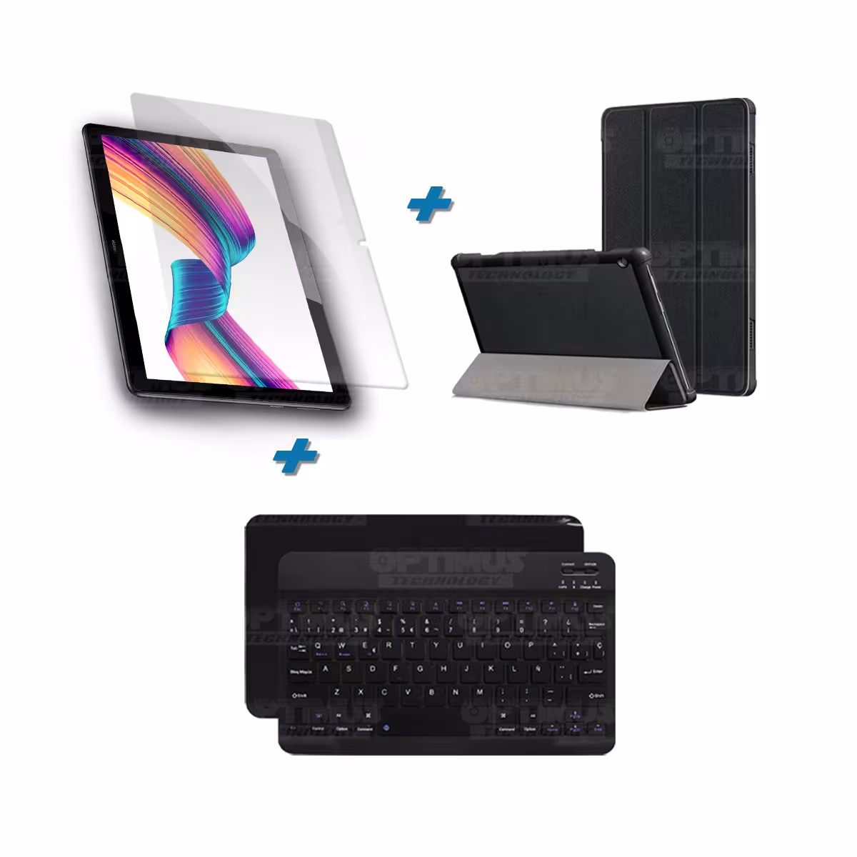 Kit Vidrio templado + Case Forro Protector + Teclado y Mouse Ratón Bluetooth para Tablet Huawei T3-10 OPTIMUS TECHNOLOGY™ - 30