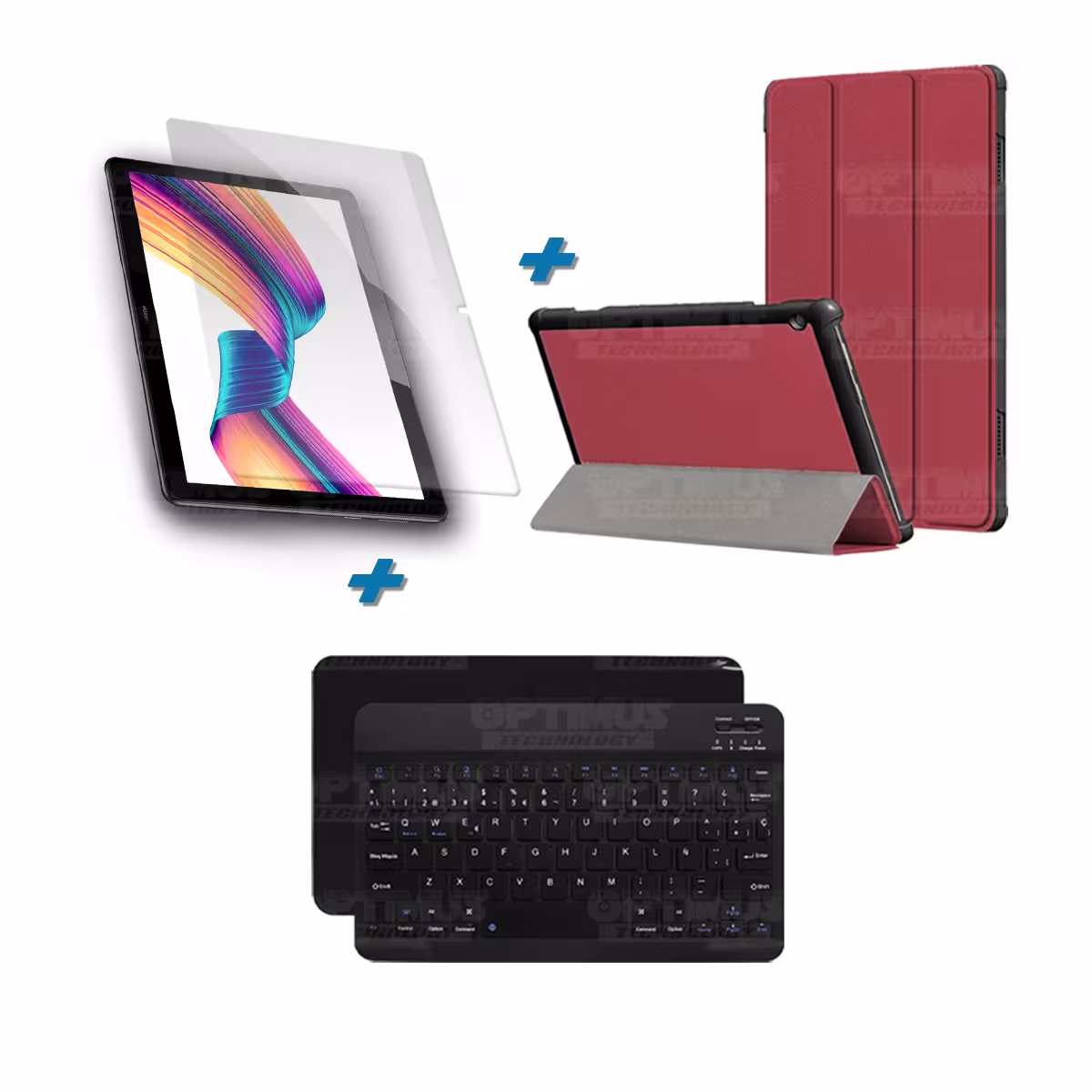 Kit Vidrio templado + Case Forro Protector + Teclado y Mouse Ratón Bluetooth para Tablet Huawei T3-10 OPTIMUS TECHNOLOGY™ - 38