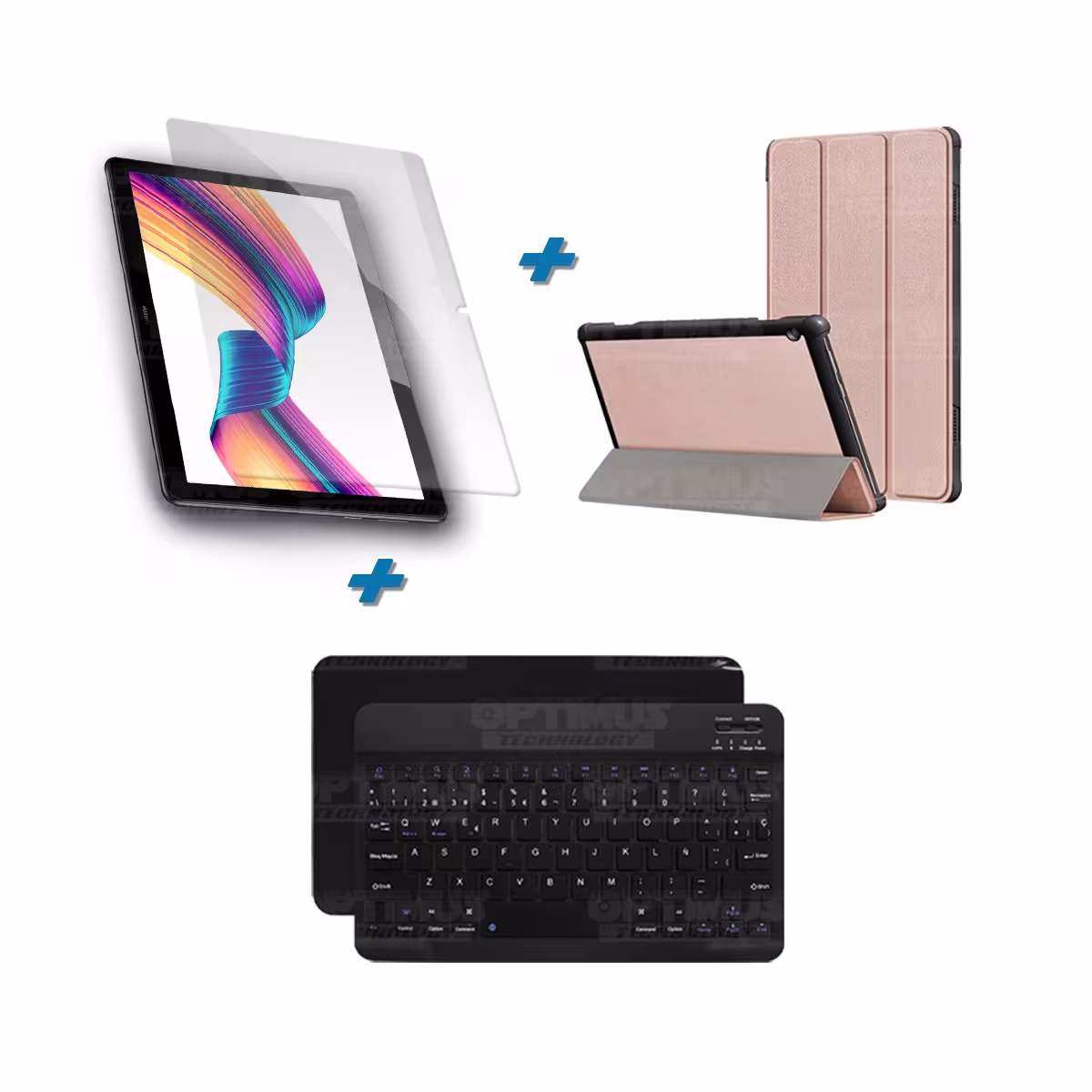 Kit Vidrio templado + Case Forro Protector + Teclado y Mouse Ratón Bluetooth para Tablet Huawei T3-10 OPTIMUS TECHNOLOGY™ - 43