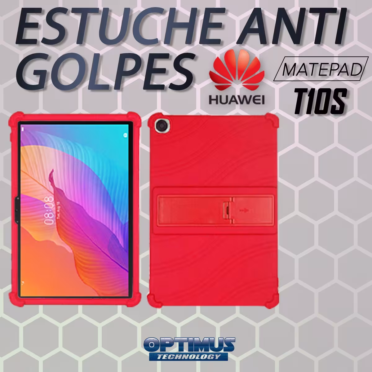 Estuche Case protector de goma Tablet Huawei matepad T10S Anti golpes con soporte | OPTIMUS TECHNOLOGY™ | EST-GM-HW-T10S |