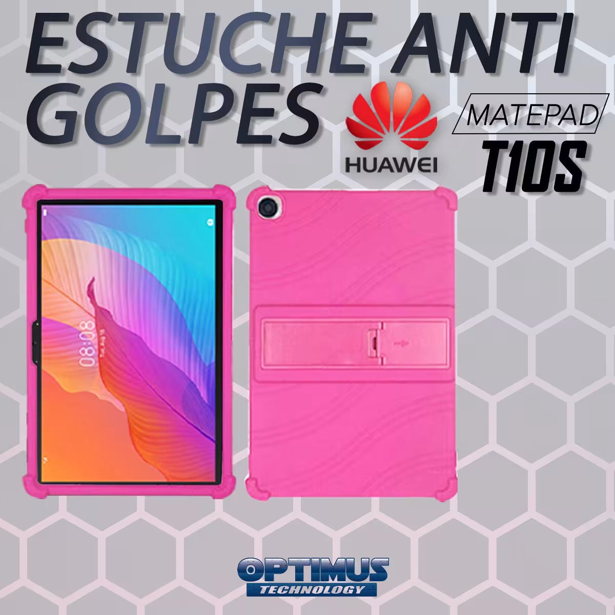 Estuche Case protector de goma Tablet Huawei matepad T10S Anti golpes con soporte | OPTIMUS TECHNOLOGY™ | EST-GM-HW-T10S |