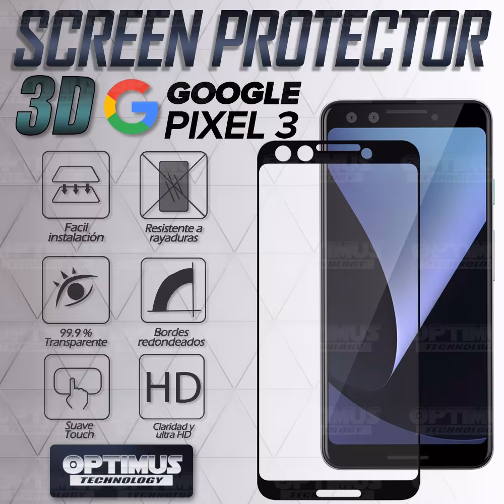 Vidrio Cristal Templado Protector Google Pixel 3 | OPTIMUS TECHNOLOGY™ | VTP-GG-PX-3 |