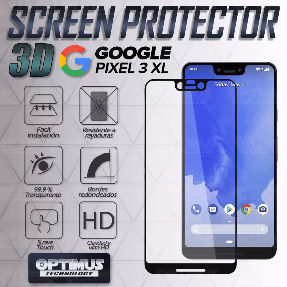 Vidrio Cristal Templado Protector Google Pixel 3XL | OPTIMUS TECHNOLOGY™ | VTP-GG-PX-3XL |