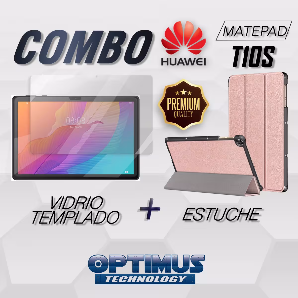 Kit Vidrio Cristal Templado Y Estuche Case Protector para Tablet Huawei matepad T10S OPTIMUS TECHNOLOGY™ - 5
