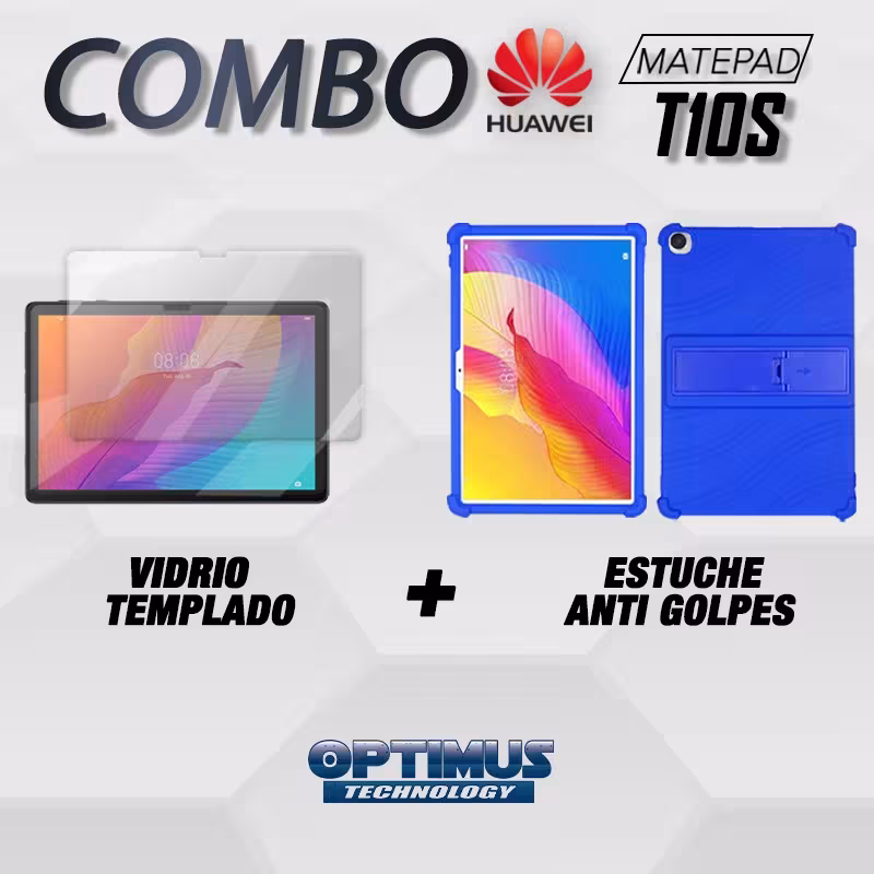 Kit Vidrio templado y Estuche Protector de goma antigolpes con soporte Tablet Huawei matepad T10S OPTIMUS TECHNOLOGY™ - 2