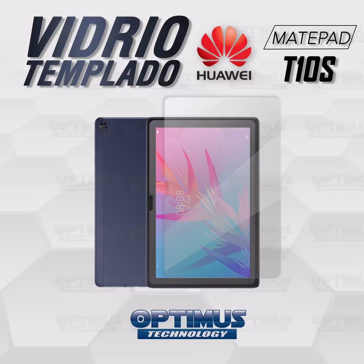 Kit Vidrio templado + Estuche Protector Goma + Teclado y Mouse Ratón Bluetooth para Tablet Huawei matepad T10S OPTIMUS TECHNOLOG