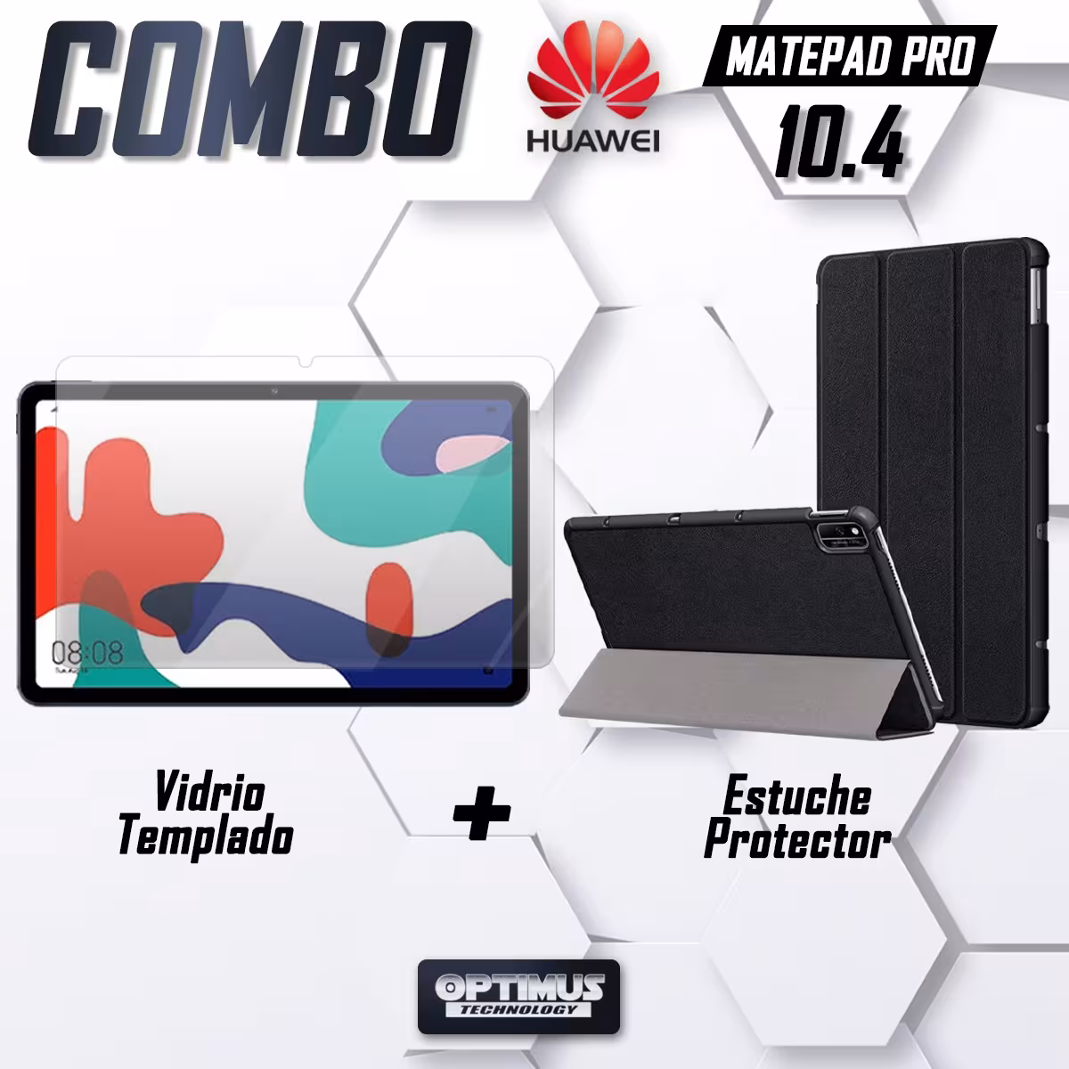 Kit Vidrio Cristal Templado Y Estuche Case Protector para Tablet Huawei matepad 10.4 OPTIMUS TECHNOLOGY™ - 2