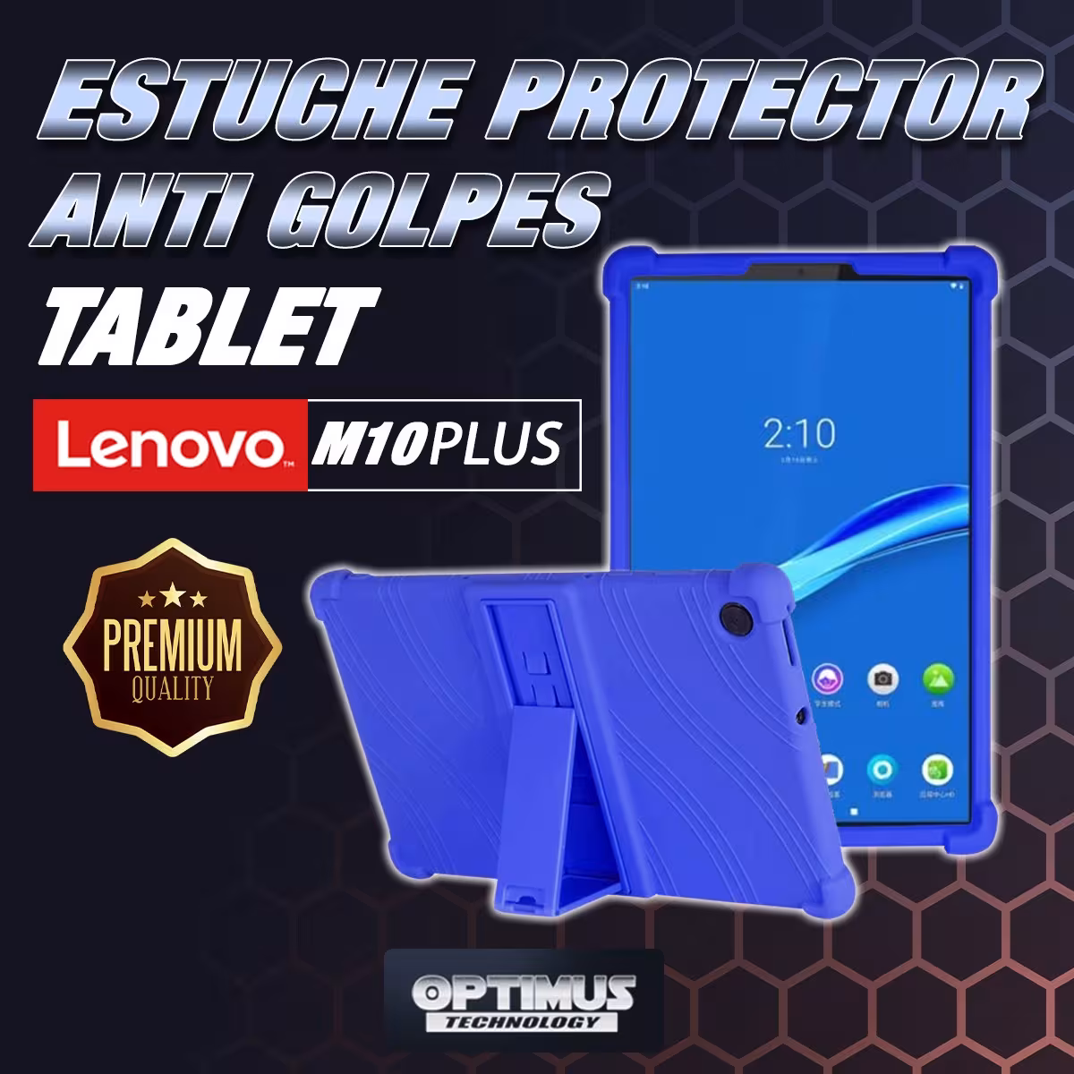 Estuche Case protector de goma Tablet Lenovo m10 plus tb-x606f Anti golpes con soporte OPTIMUS TECHNOLOGY™ - 2