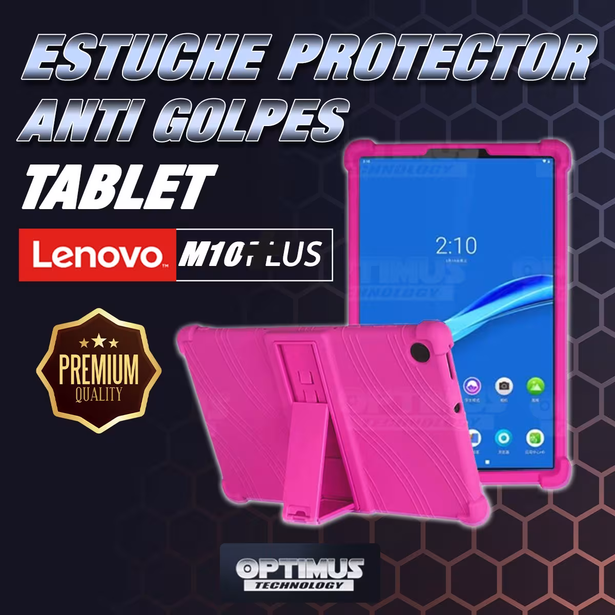 Estuche Case protector de goma Tablet Lenovo m10 plus tb-x606f Anti golpes con soporte OPTIMUS TECHNOLOGY™ - 14