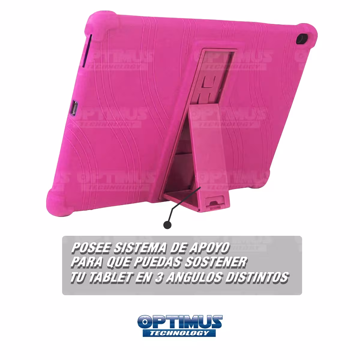 Kit Vidrio templado y Estuche Protector de goma antigolpes con soporte Tablet Lenovo m10 plus tb-x606f OPTIMUS TECHNOLOGY™ - 4