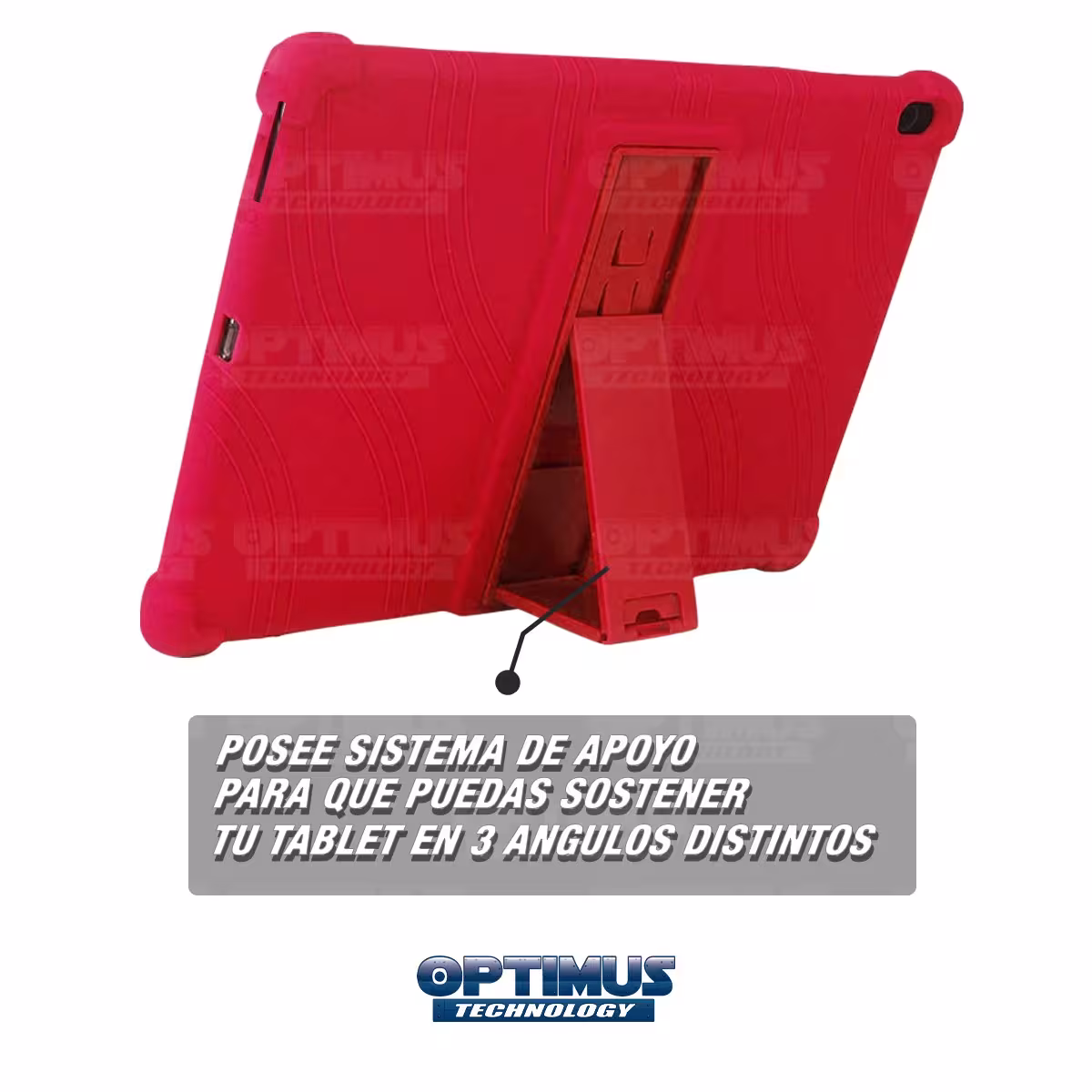 Kit Vidrio templado y Estuche Protector de goma antigolpes con soporte Tablet Lenovo m10 plus tb-x606f OPTIMUS TECHNOLOGY™ - 8