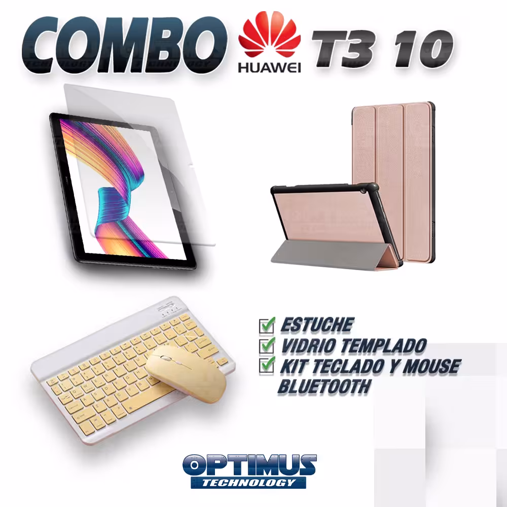 Kit Vidrio templado + Case Forro Protector + Teclado y Mouse Ratón Bluetooth para Tablet Huawei T3-10 OPTIMUS TECHNOLOGY™ - 42
