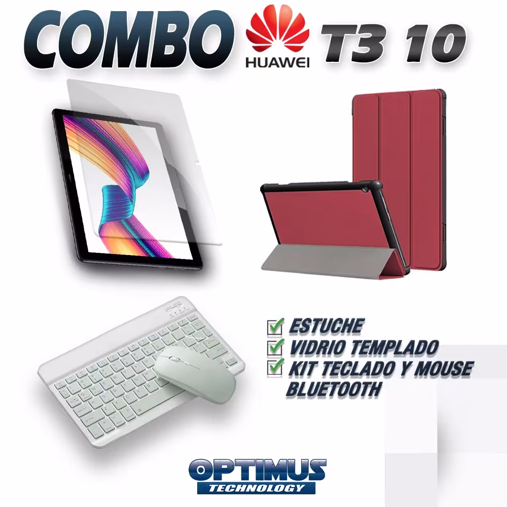 Kit Vidrio templado + Case Forro Protector + Teclado y Mouse Ratón Bluetooth para Tablet Huawei T3-10 OPTIMUS TECHNOLOGY™ - 37