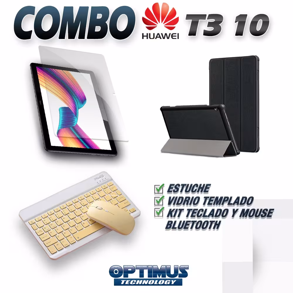 Kit Vidrio templado + Case Forro Protector + Teclado y Mouse Ratón Bluetooth para Tablet Huawei T3-10 OPTIMUS TECHNOLOGY™ - 29