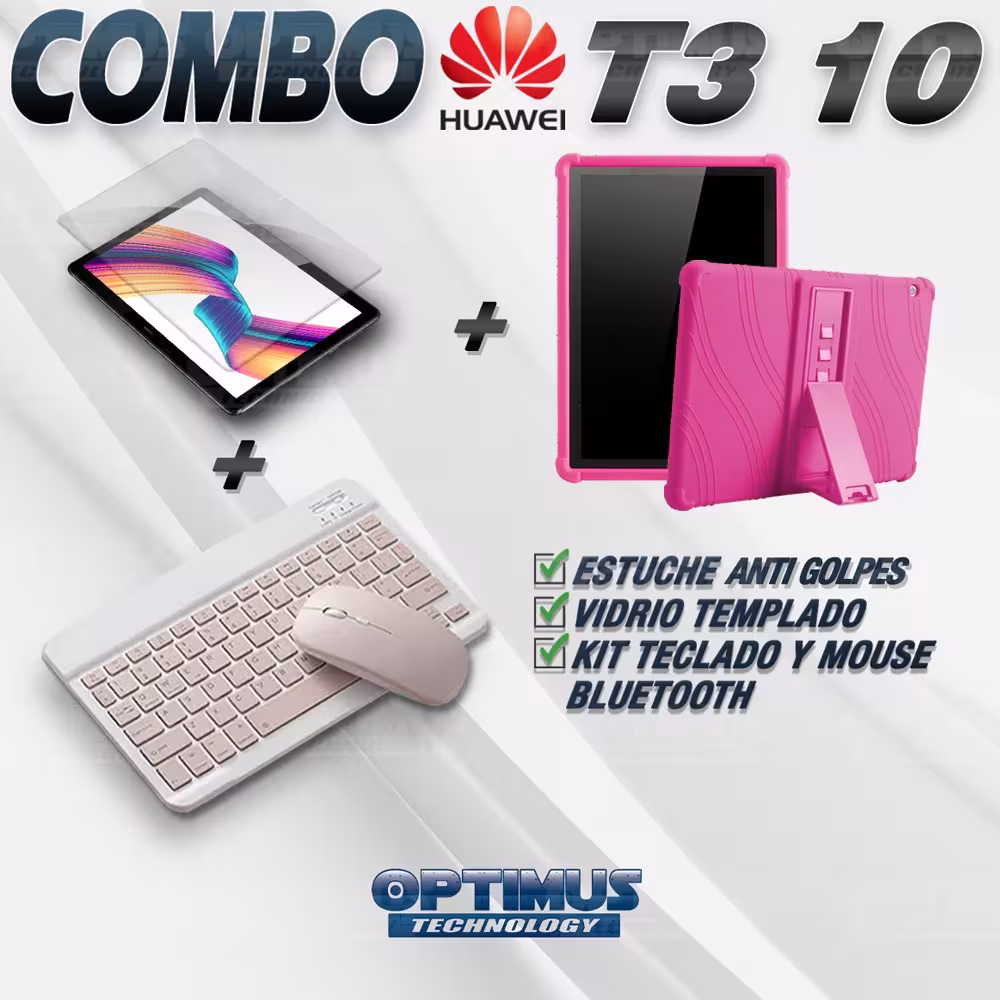 Kit Vidrio templado + Estuche Protector Goma + Teclado y Mouse Ratón Bluetooth para Tablet Huawei T3-10 OPTIMUS TECHNOLOGY™ - 15