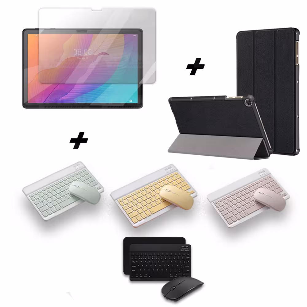 Kit Vidrio templado + Case Forro Protector + Teclado y Mouse Ratón Bluetooth para Tablet Huawei Matepad T10S OPTIMUS TECHNOLOGY™