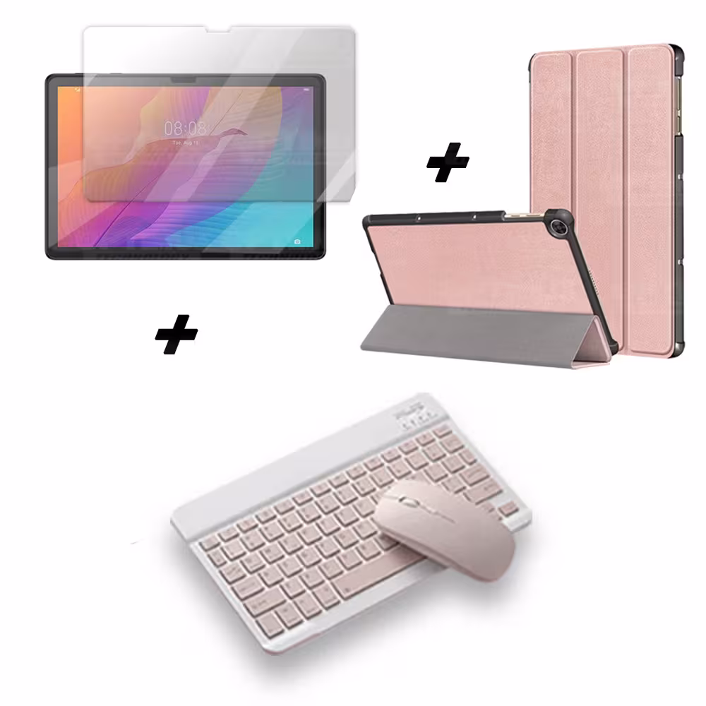 Kit Vidrio templado + Case Forro Protector + Teclado y Mouse Ratón Bluetooth para Tablet Huawei Matepad T10S OPTIMUS TECHNOLOGY™