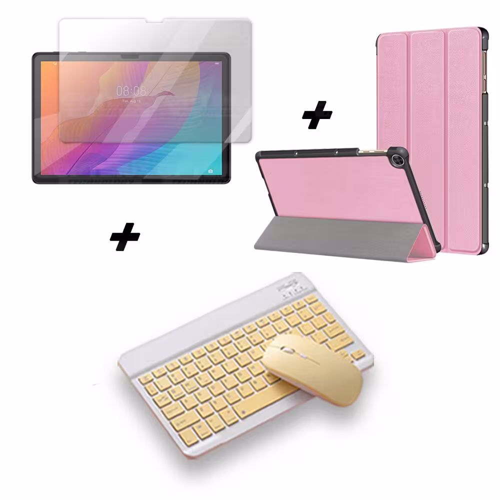 Kit Vidrio templado + Case Forro Protector + Teclado y Mouse Ratón Bluetooth para Tablet Huawei Matepad T10S OPTIMUS TECHNOLOGY™
