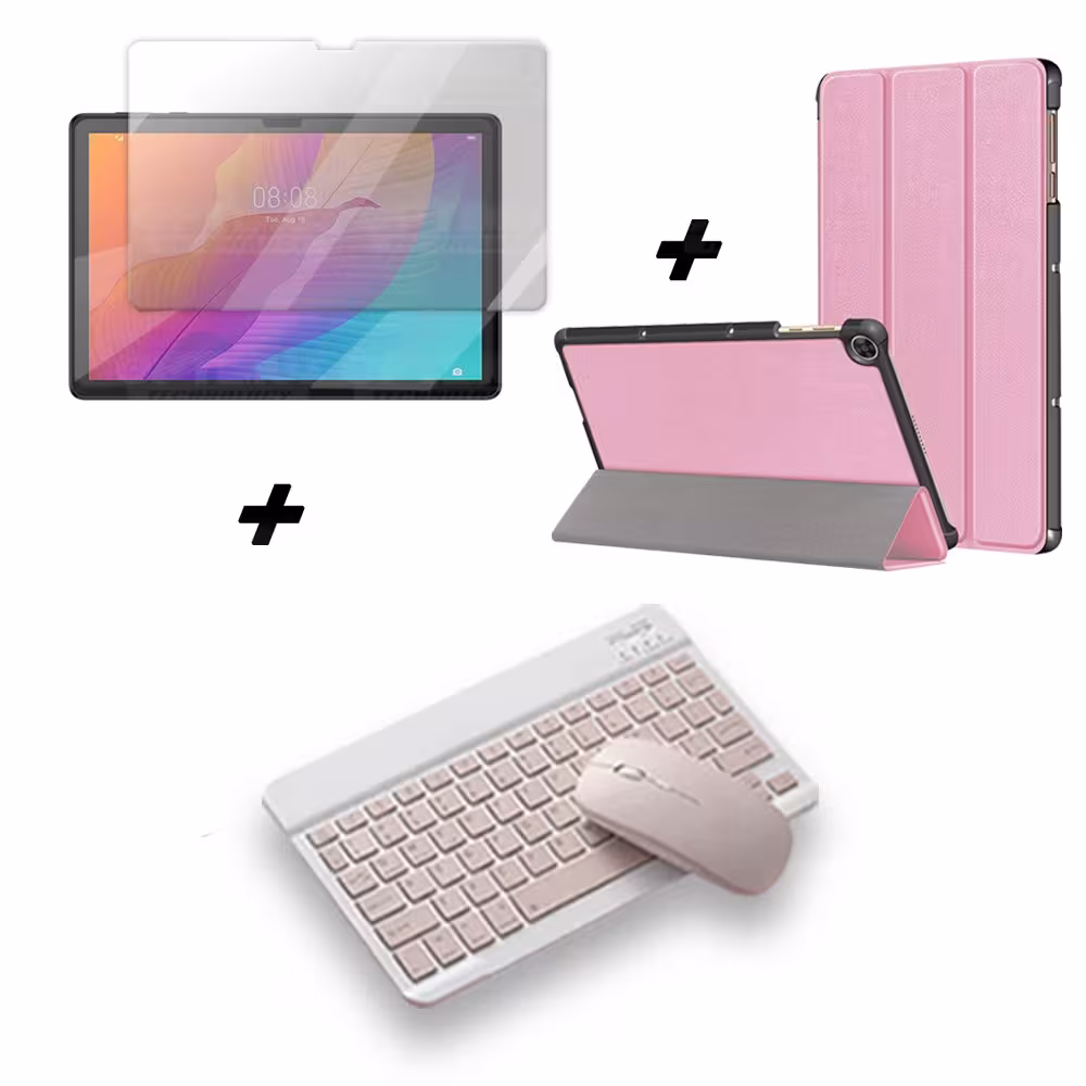 Kit Vidrio templado + Case Forro Protector + Teclado y Mouse Ratón Bluetooth para Tablet Huawei Matepad T10S OPTIMUS TECHNOLOGY™