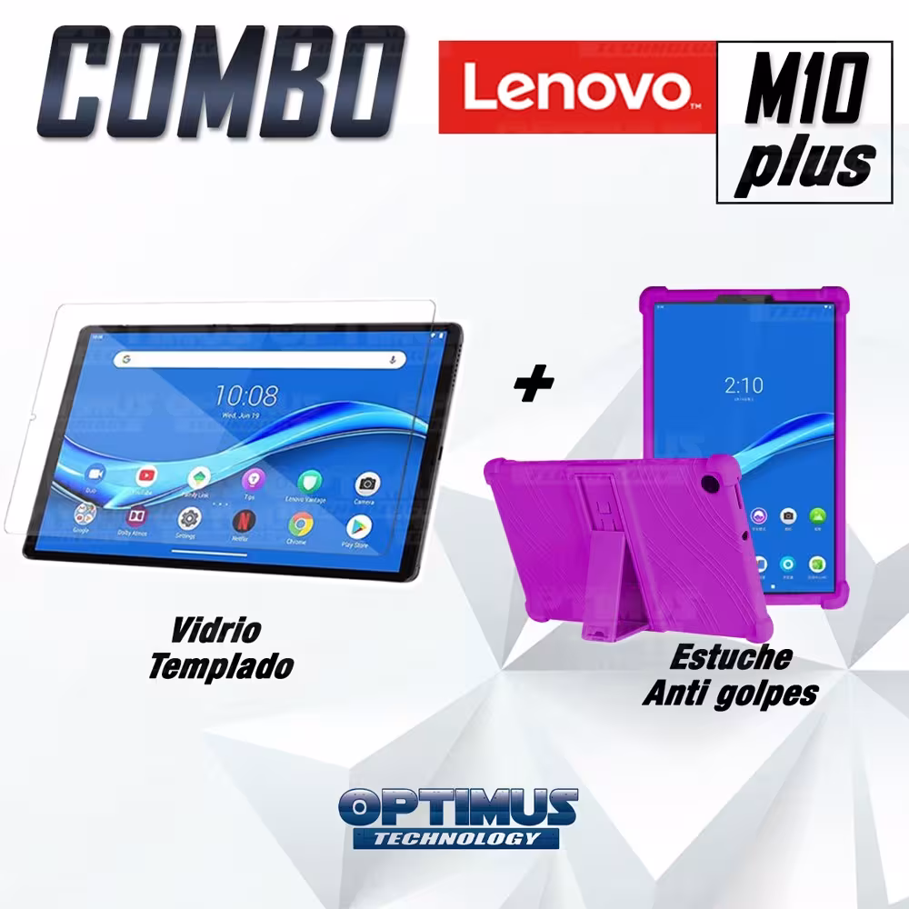 Kit Vidrio templado y Estuche Protector de goma antigolpes con soporte Tablet Lenovo m10 plus tb-x606f OPTIMUS TECHNOLOGY™ - 21