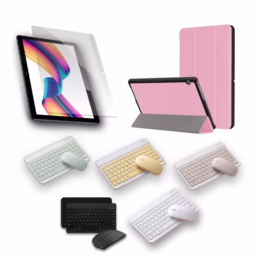 Kit Vidrio templado + Case Forro Protector + Teclado y Mouse Ratón Bluetooth para Tablet Huawei T3-10 OPTIMUS TECHNOLOGY™ - 1