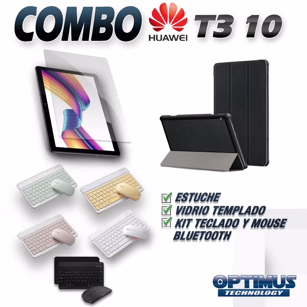 Kit Vidrio templado + Case Forro Protector + Teclado y Mouse Ratón Bluetooth para Tablet Huawei T3-10 OPTIMUS TECHNOLOGY™ - 31