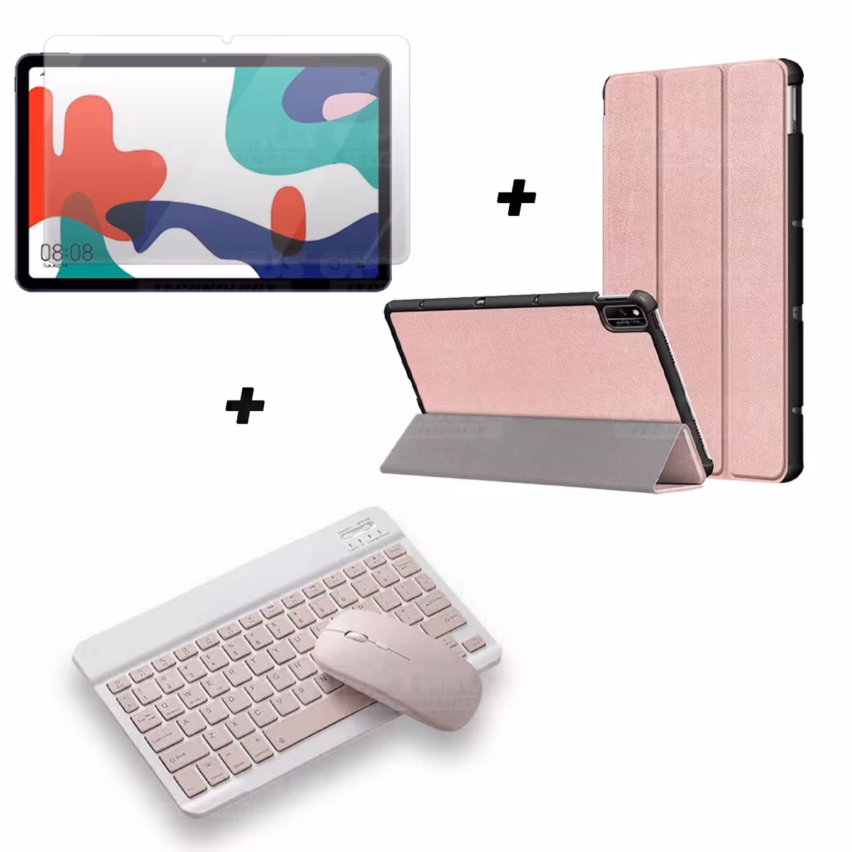 Kit Vidrio templado + Case Forro Protector + Teclado y Mouse Ratón Bluetooth para Tablet Huawei Matepad 10.4 OPTIMUS TECHNOLOGY™