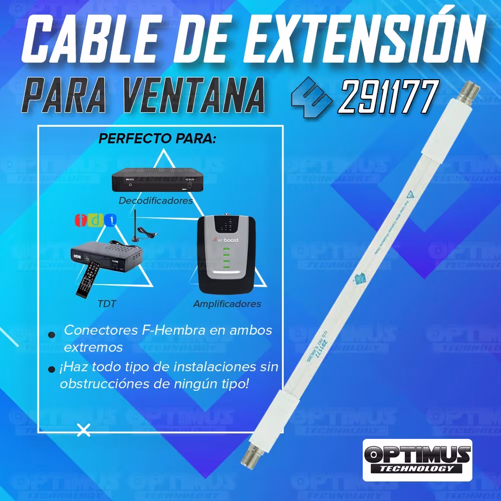 Cable de Extensión / Unión para pasar a través de la ventana Conector F-Hembra Wilson 291177 - Instalaciones WILSONPRO/WILSON EL