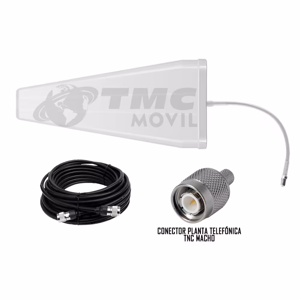 Antena amplificadora señal Cuatriband TMC Plus 4GLTE 65dB Surecall SC-231W + 10 metros de cable RG-6 700 MHz Banda 28/28A TMC MO