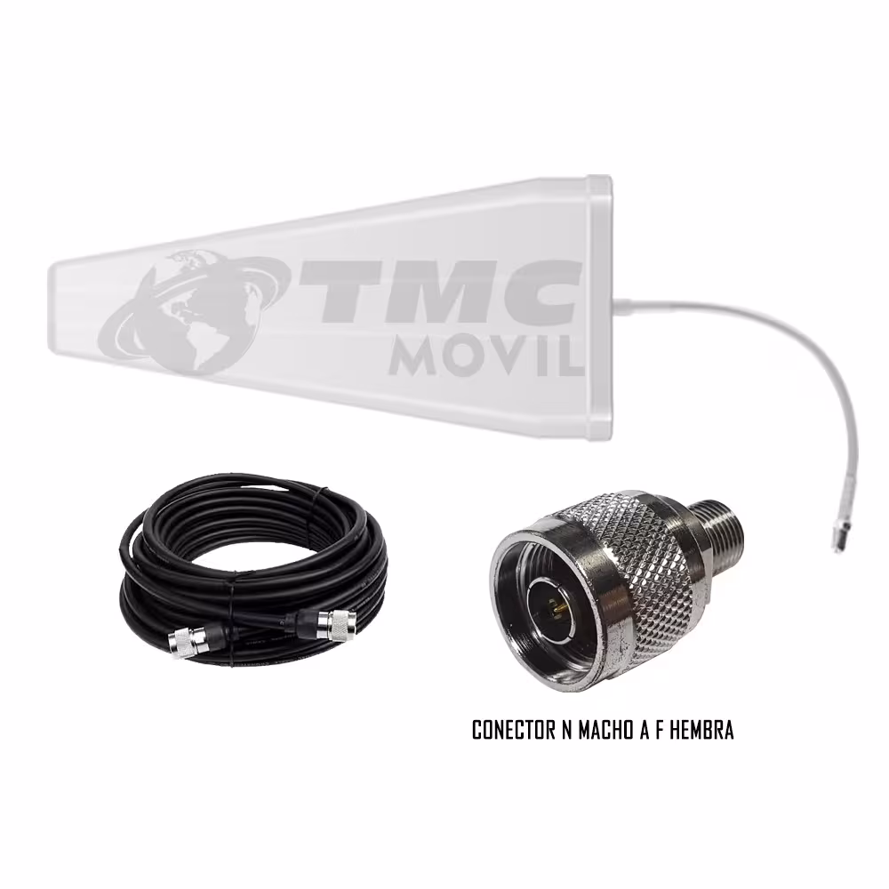 Antena amplificadora señal Cuatriband TMC Plus 4GLTE 65dB Surecall SC-231W + 10 metros de cable RG-6 700 MHz Banda 28/28A TMC MO