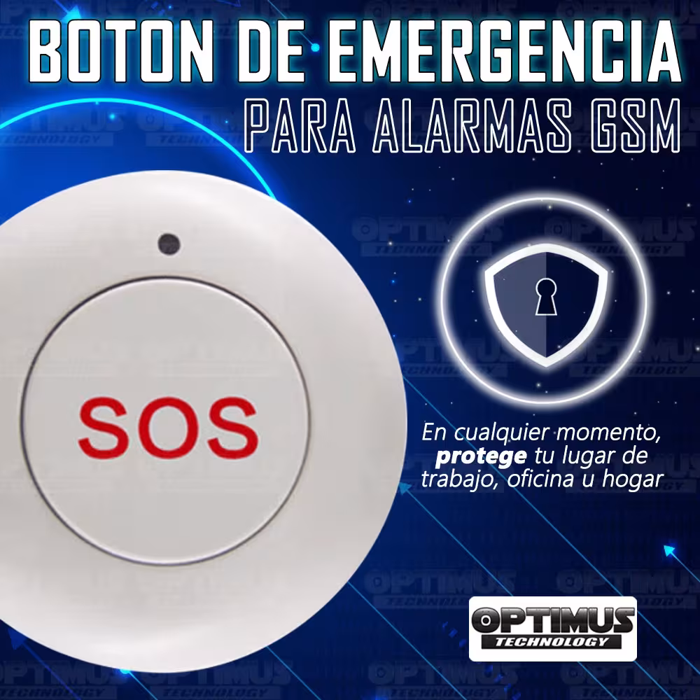 Seguridad - Boton SOS emergencia inalámbrico para alarmas GSM de frecuencia 433 MHz | OPTIMUS TECHNOLOGY™ | BTALM |